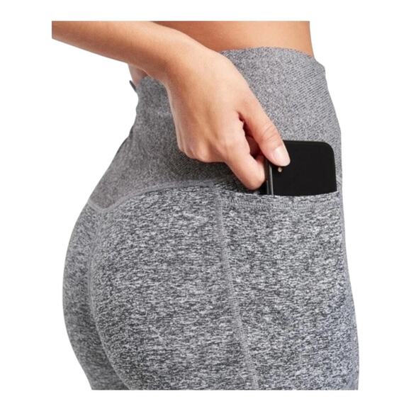 Athleta Exhale Heel Stash Pocket Gray Leggings Size M High Rise - Picture 3 of 8